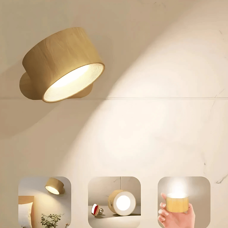 LED Wandlamp Draadloos met Accu en 360° Draaifunctie | Compact Design voor Woonkamer, Slaapkamer, Leeshoek, Hal | Instelbare Kleurtemperatuur Warmwit Neutraalwit Koudwit | Oplaadbare Verlichting 2000mAh | Sansoti