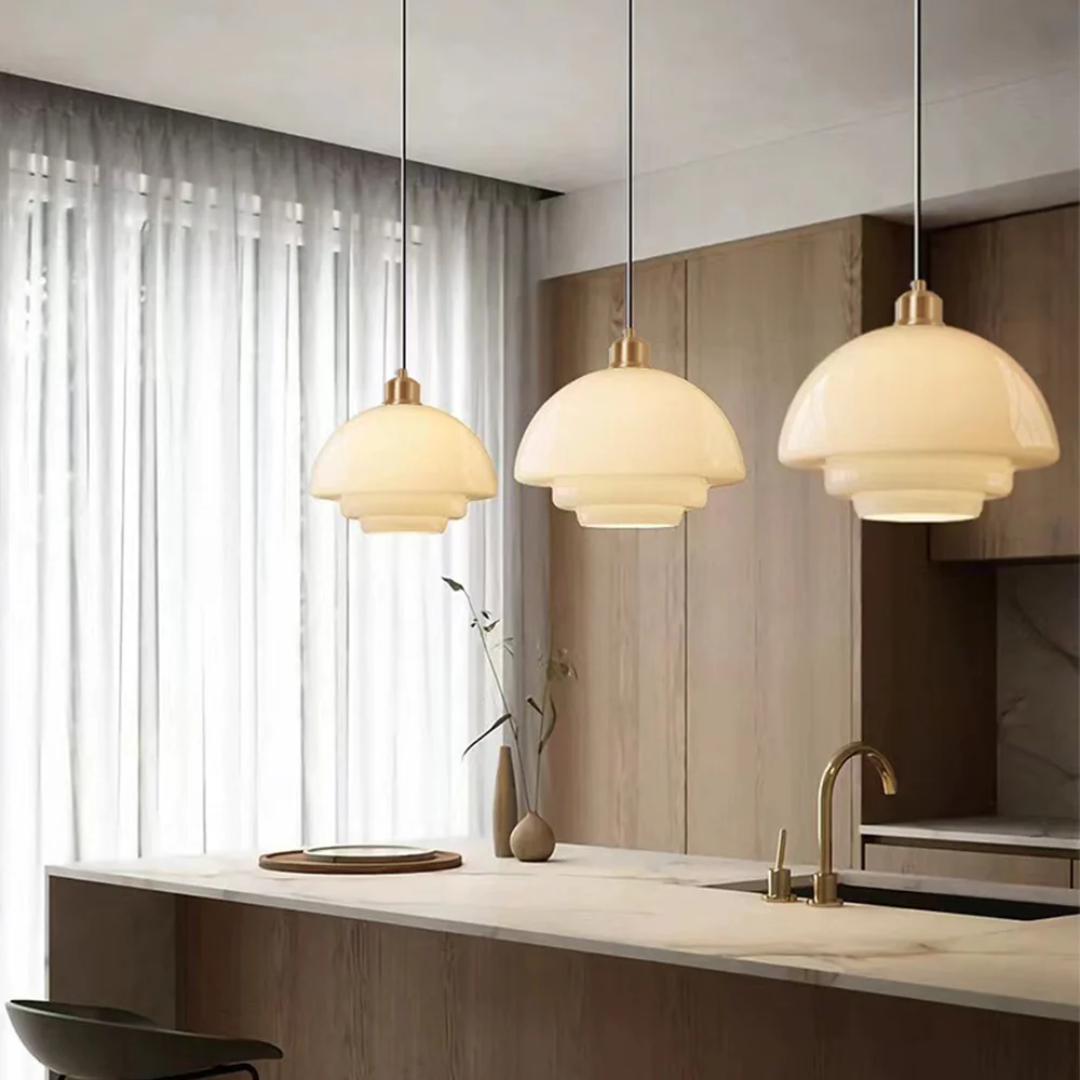 Hängelampe Glas E27 Gold Rund Wohnzimmer Esstisch Küche Organisches Design Stimmungslicht Modernes Interieur | Restfield