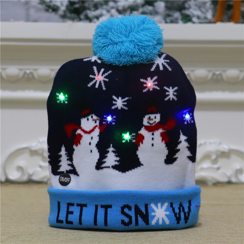Gebreide Kerstmuts met LED-Verlichting op Batterij Winteraccessoire Feestelijk Design Kerstsfeer Kerstmis | Sansoti