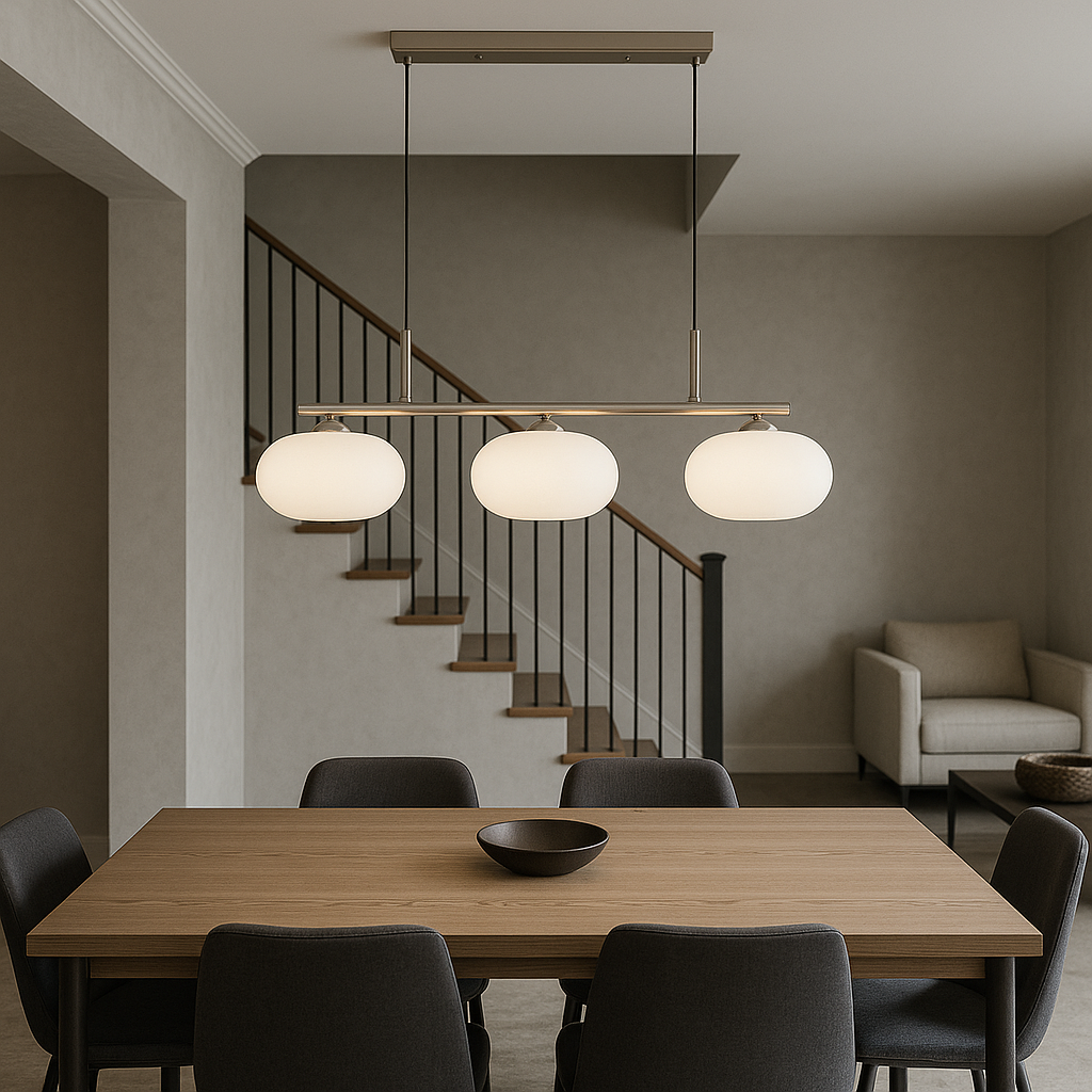 Bauhaus 3-kops hanglamp glas metaal zwart kookeiland eetkamer verlichting moderne design lamp minimalistisch interieur | Sansoti
