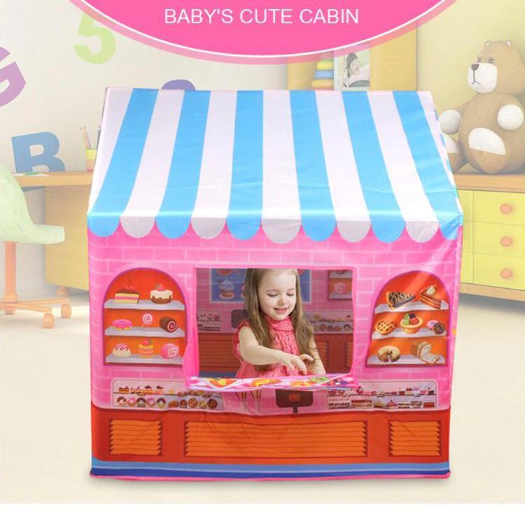Tente de jeu boulangerie pop-up, maison de jeu 103 x 93 cm, intérieur et extérieur, jeu créatif de rôle, jouet pliable | Sansoti
