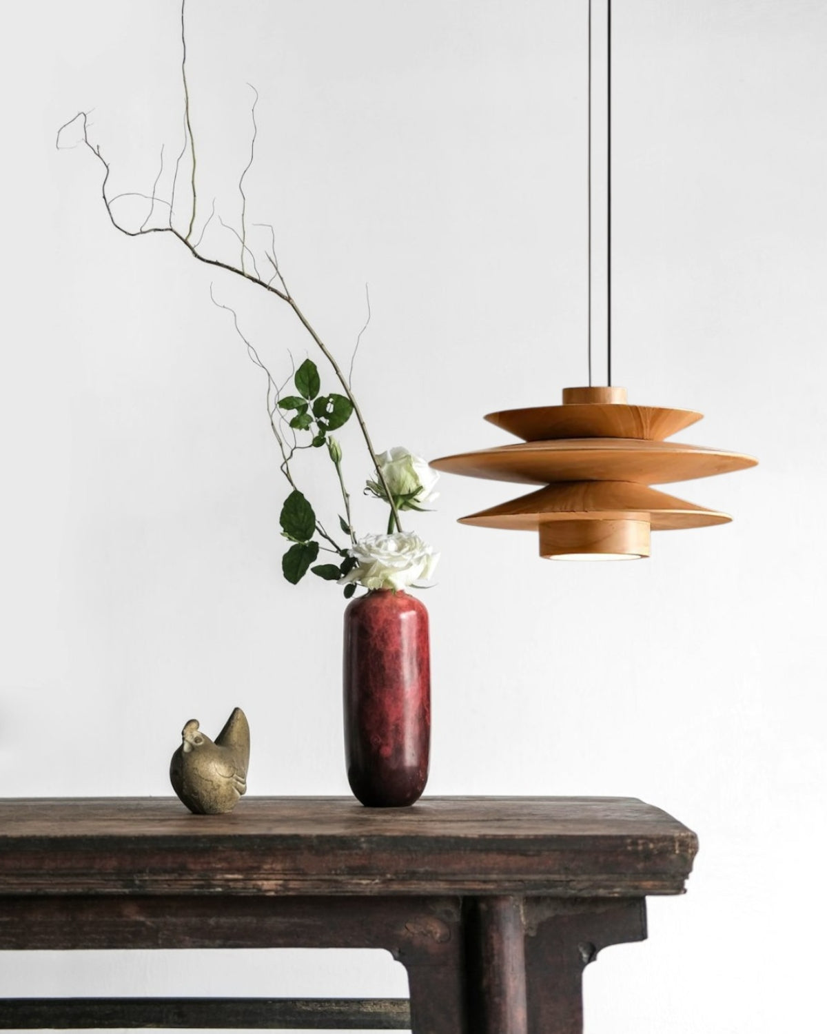 Suspension moderne en noyer avec design superposé – lampe de plafond élégante pour salle à manger et salon avec diffusion de lumière chaleureuse | Restfield