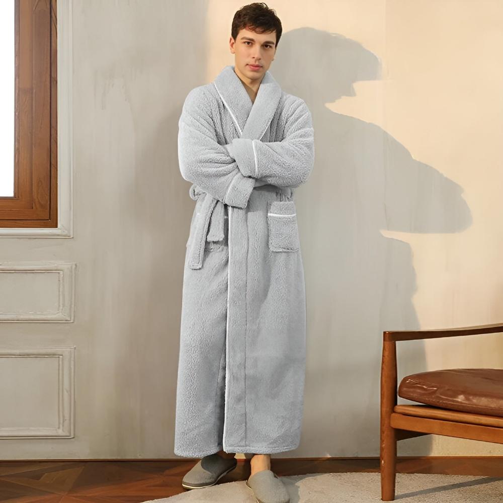 Sherpa Coral Fleece Badjas met Shawlkraag Unisex Loungewear Comfortabel Huis Huispak Zachte Fleece Ochtendjas | Sansoti