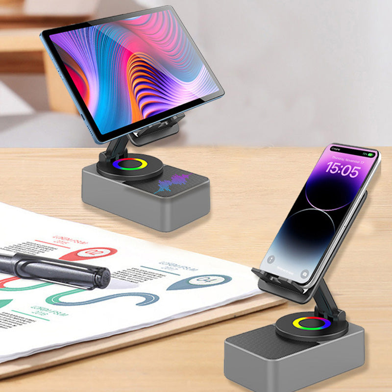 Wielofunkcyjny uchwyt na telefon z głośnikiem Bluetooth, bezprzewodowym dźwiękiem 360° oraz obrotową i regulowaną konstrukcją do smartfona | Sansoti