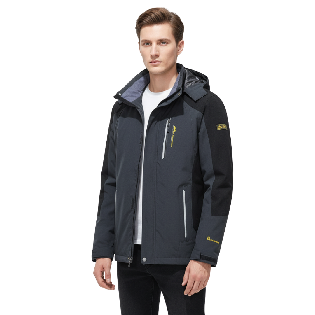 Veste d’extérieur imperméable pour hommes en polyester avec capuche amovible et plusieurs poches pour randonnée, trekking et activités de plein air | Sansoti