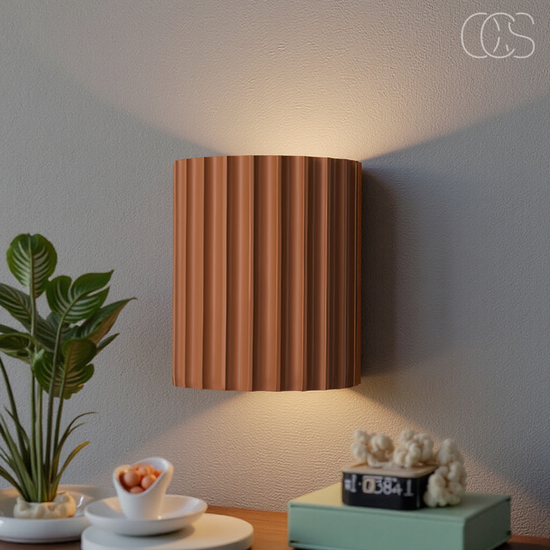 LED Wandlamp met Geribbeld Reliëf Bidirectioneel Licht Dimbaar Kunsthars 14x8x16,5cm Hal Slaapkamer Woonkamer | Sansoti