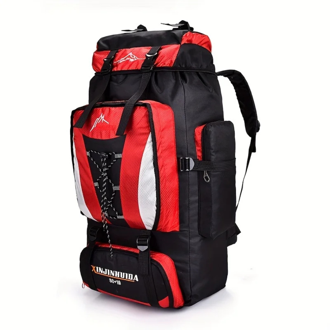 Wanderrucksack 80 Liter aus wasserdichtem Nylon mit Hüftgurt und belüftetem Rückenpanel für Outdoor und Camping | Sansoti
