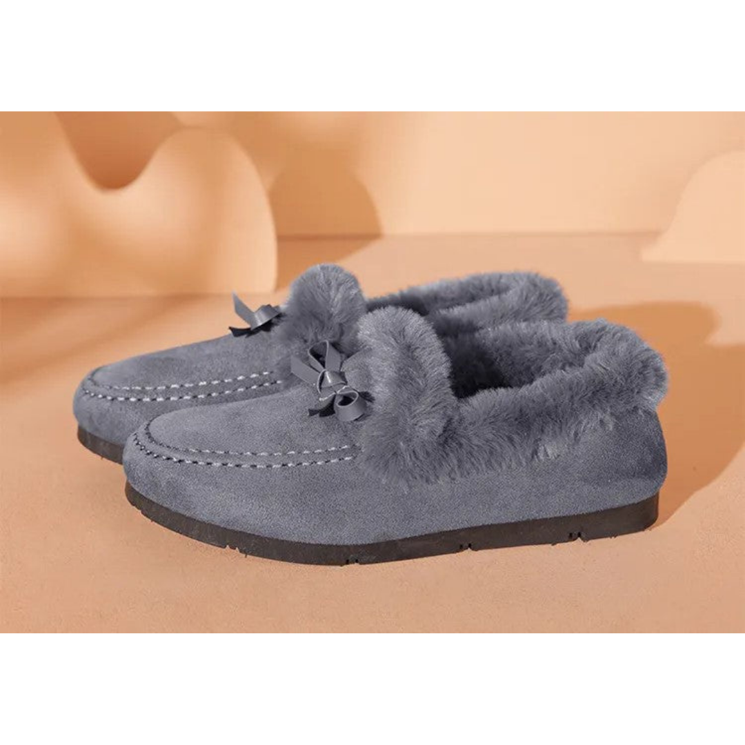 Dames Huissloffen met Pluche Voering Antislip Zool Winterschoenen Strik Comfortabel Warm Binnenslippers | Sansoti