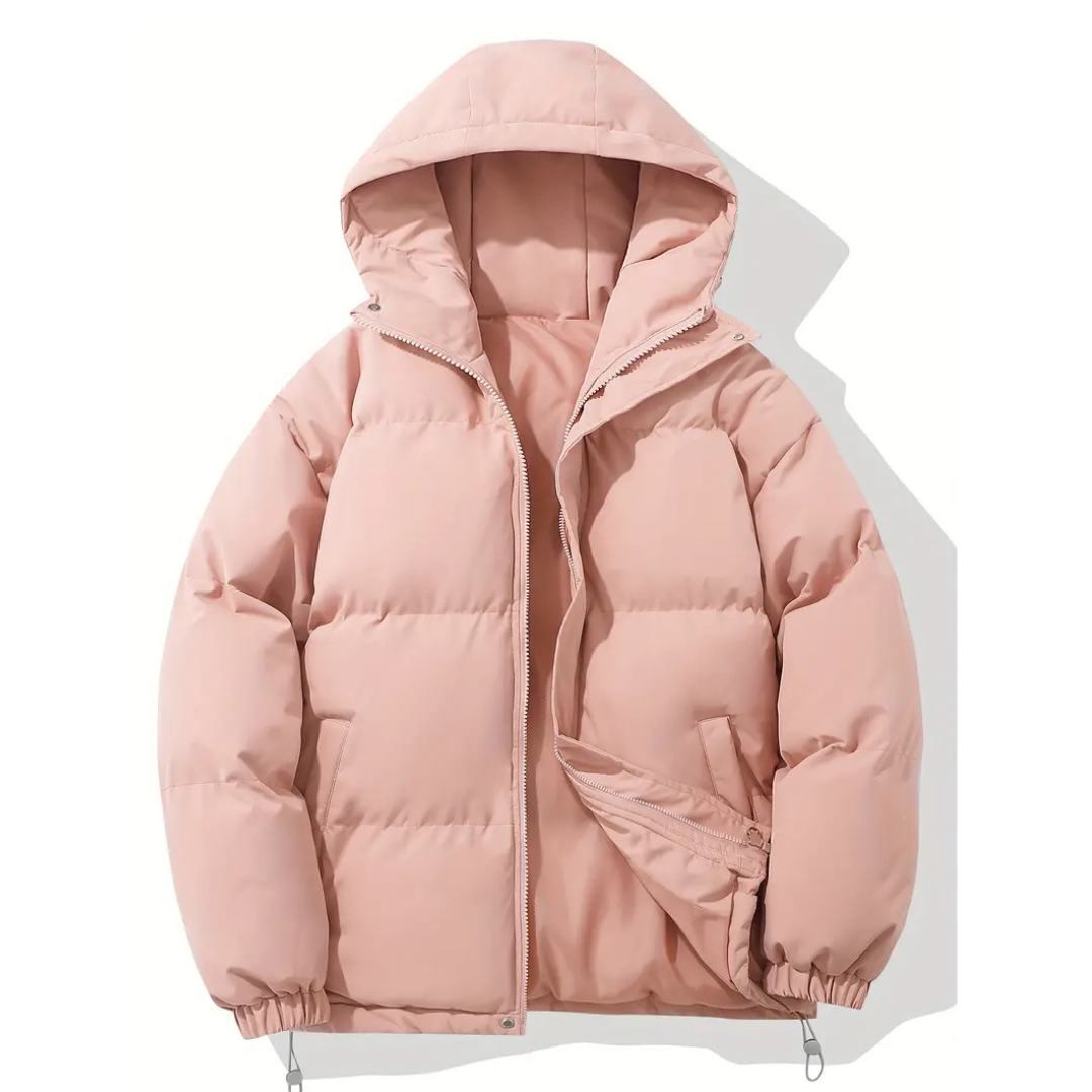 Quilted Women's Jacket, Water-Repellent, Lightweight Polyester, with Hood and Zipper, Winter Outdoor, Black Pink Purple White | Sansoti