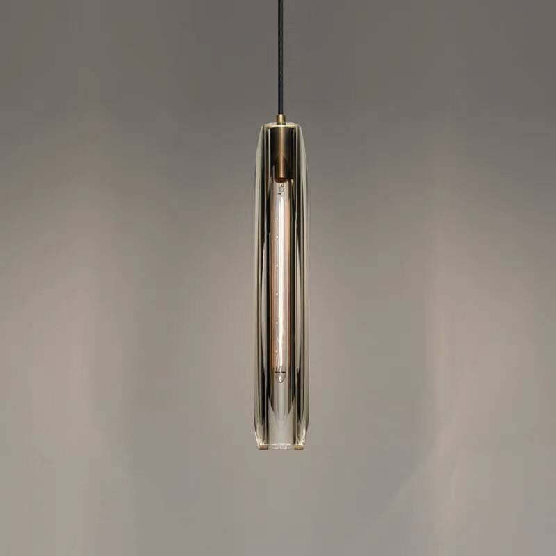 Glazen Hanglamp met Messing Armatuur en Rookglas Kap Scandinavisch Design voor Eetkamer Woonkamer Keuken | Sansoti