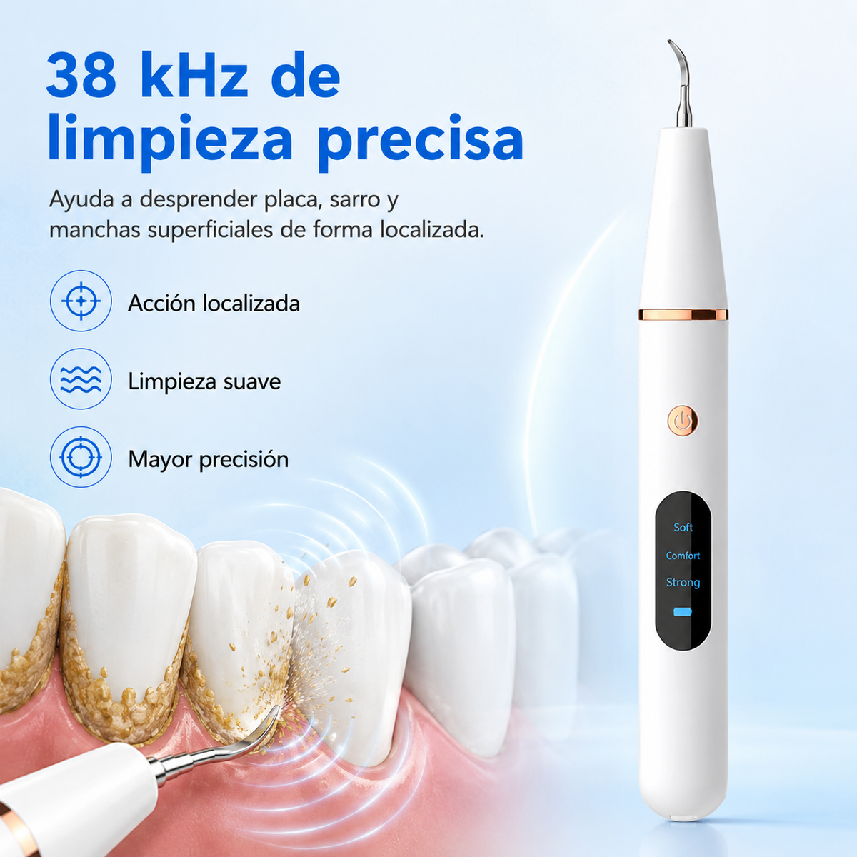 Ultrasonic Tartar Remover with 38kHz LED Light for Professional Dental Care and Clean Teeth at Home | Sansoti