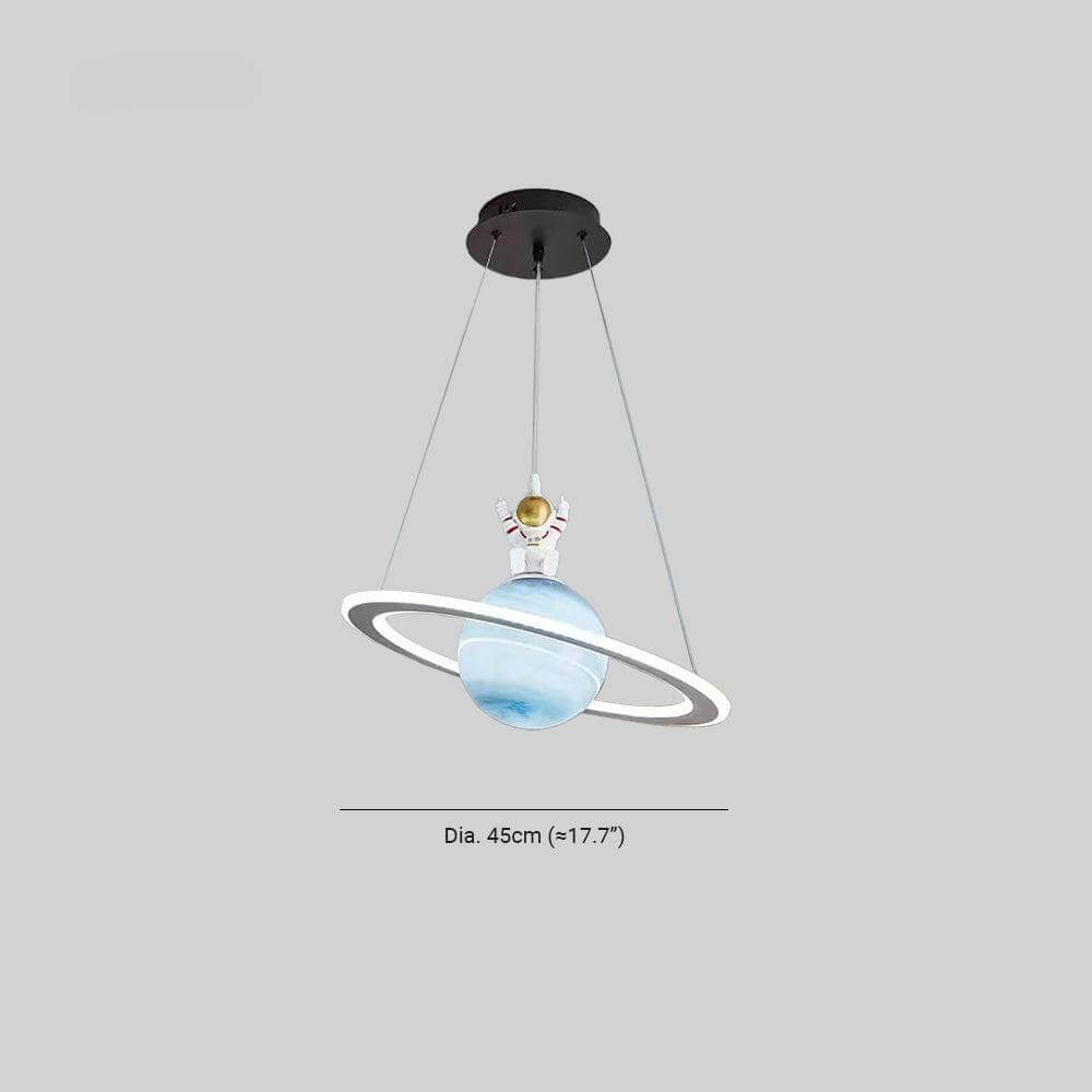 LED Hanglamp Kinderkamer Planeet Metaal Acryl Glas Blauw Plafondlamp Kabel Ophanging Sfeerverlichting Kinderkamer | Sansoti