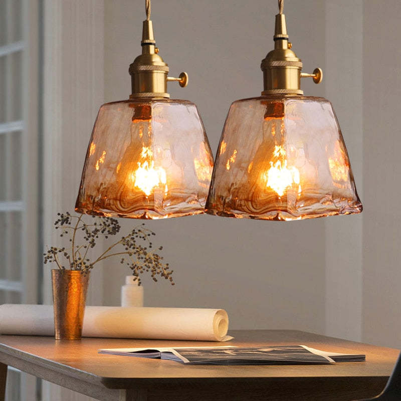 Glas-Pendelleuchte Messing Industriell Warmes Licht Wohnzimmer Esszimmer Schlafzimmer Retro-Design E27-Fassung Atmosphäre | Sansoti