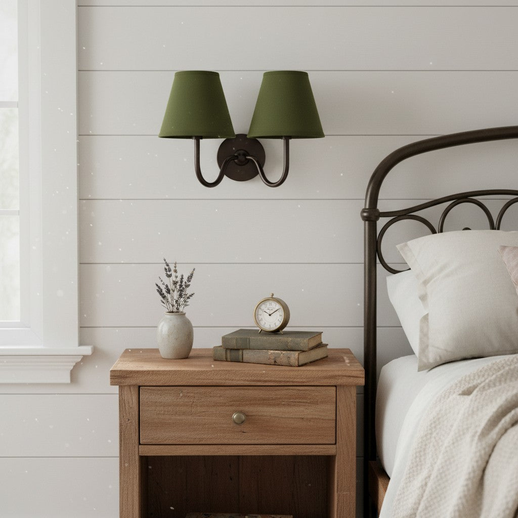 Wandlamp Messing met Stoffen Kap Plissé of Glad Wit Rood Groen Blauw Geel Antiek Brons Chroom 1 of 2 Lichtpunten | Sansoti