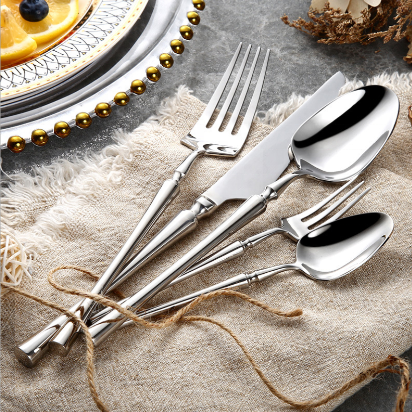 Service de couverts 24 pièces pour 6 personnes en acier inoxydable, couteaux, fourchettes, cuillères et cuillères à café, set de table complet | Sansoti