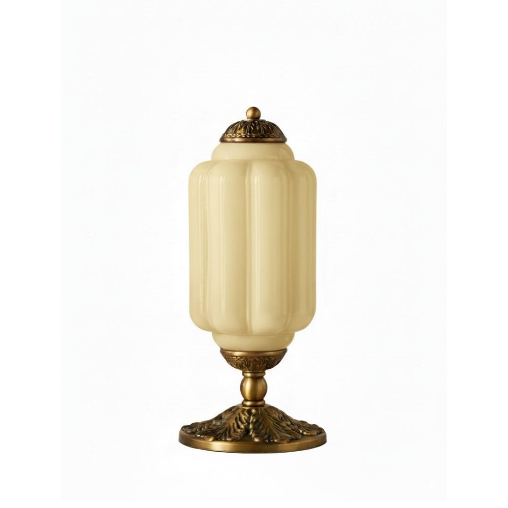 Glazen Tafellamp met Scallop Design Vintage Stijl Slaapkamer Woonkamer Accentverlichting Zwart Messing Matglas | Sansoti