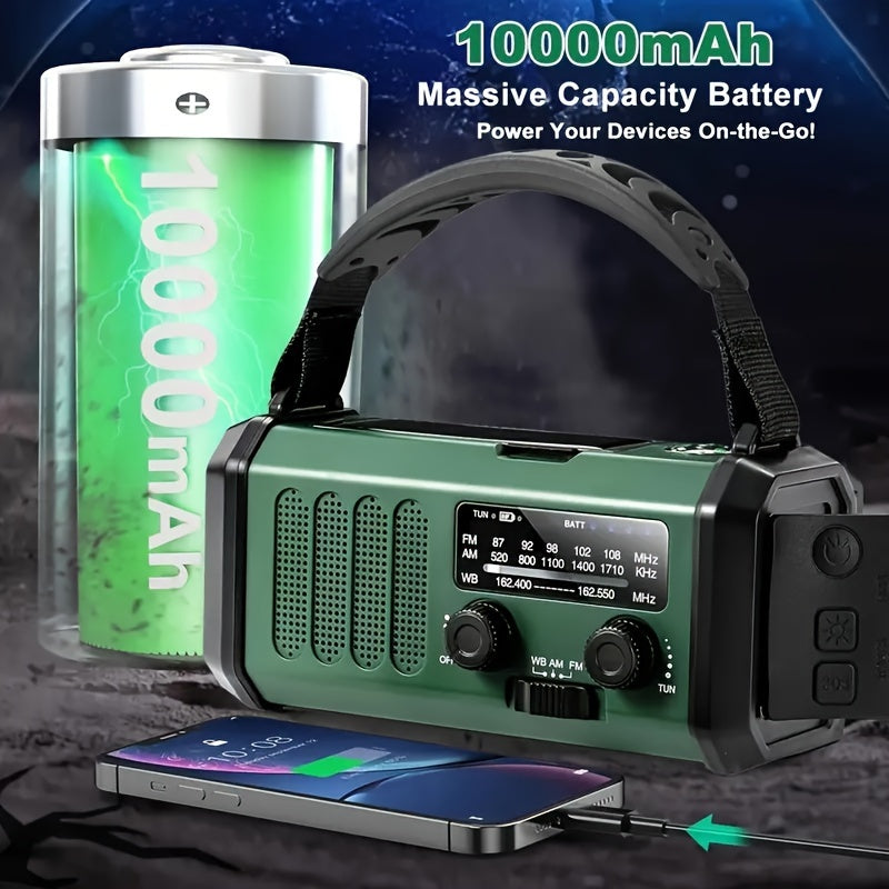 Noodradio met Zaklamp en Powerbank – Oplaadbaar via Zonne-energie, Handslinger en USB | Sansoti