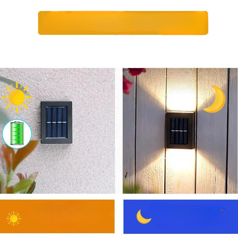 Solar-Wandleuchte für den Außenbereich, IP65 wasserdicht, Gartenbeleuchtung für Terrasse, Weg, Treppe und Auffahrt, warmweißes und kaltweißes Licht | Sansoti