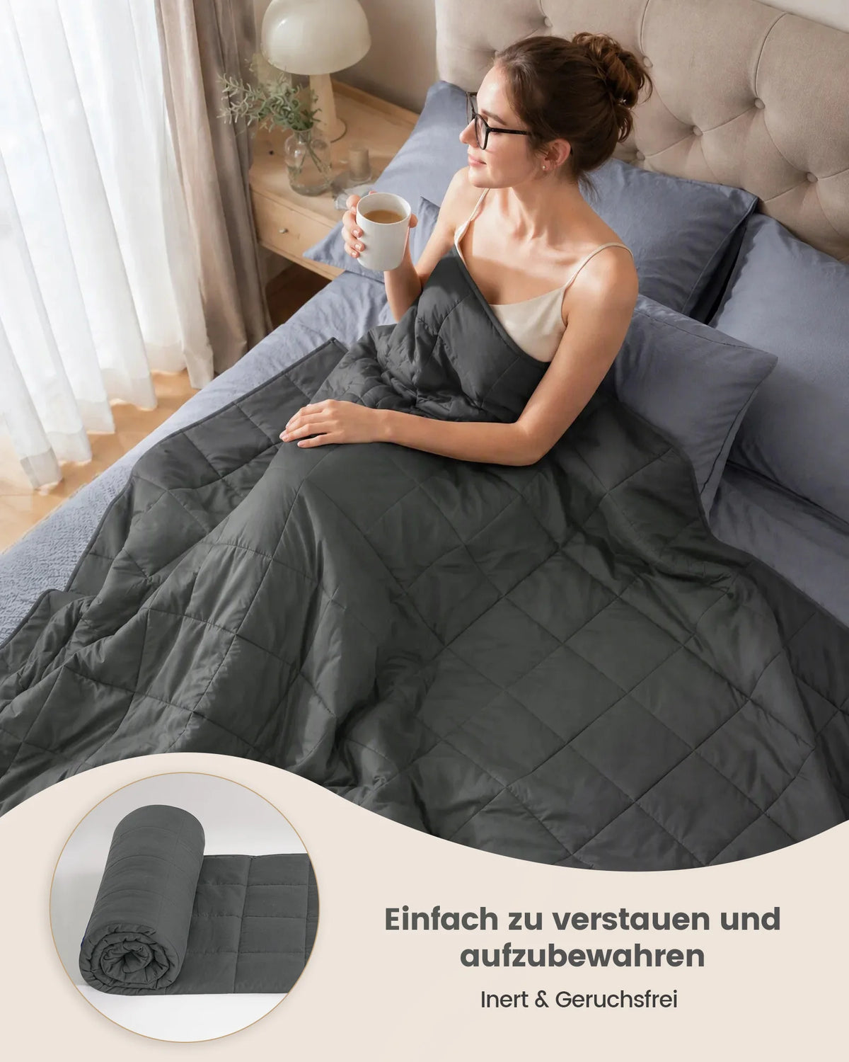 Weighted Therapy Blanket 4-8kg for Adults, Deep Sleep and Relaxation, Microglass Filling, Soft Polyester | Sansoti