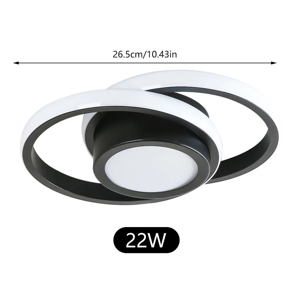 LED-Deckenleuchte Doppelring Schwarz Wohnzimmer Flur Moderne Deckenleuchte Minimalistisch Warmes Licht | Restfield