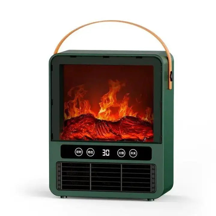 Compact Ceramic Heater 3D Flame Effect Sound Tip-Over Protection Voice Control USB Bedroom Heater | Sansoti