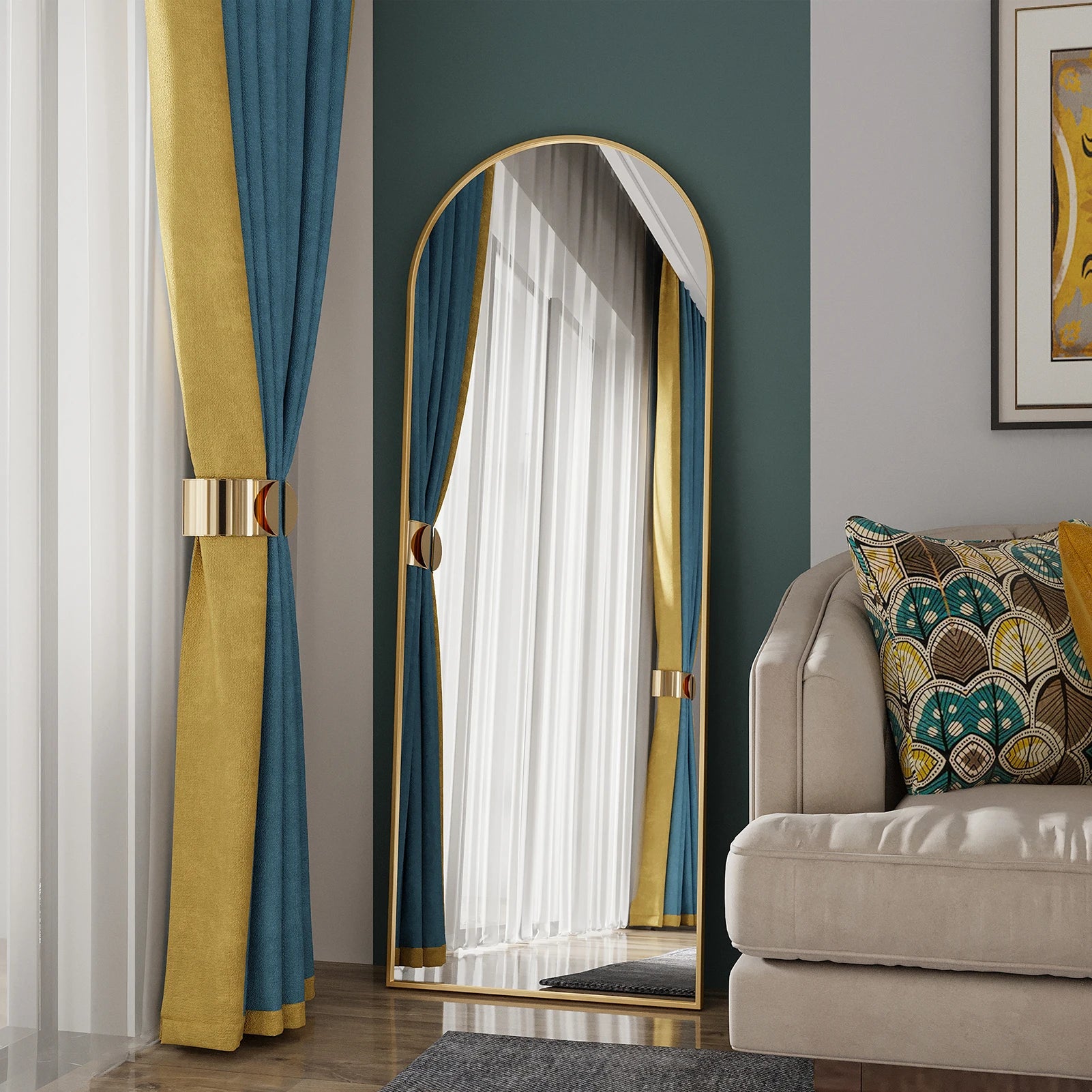 Restfield | Miroir sur pied 162×53 cm – Miroir de sol incurvé