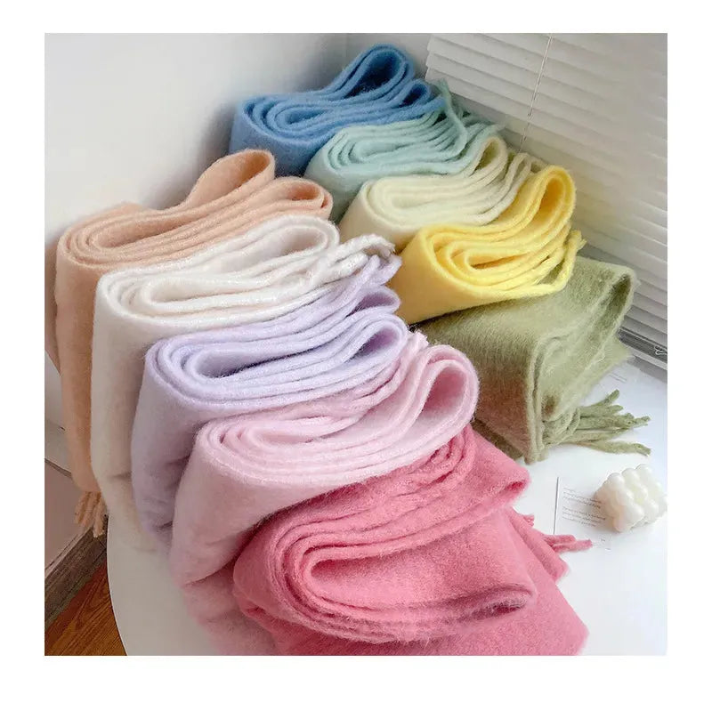 Kaschmir-Winterschal 240×40cm Unifarbener Wollmix-Schal Warm Gestrickte Stola Damen-Accessoire Weicher Wrap | Sansoti