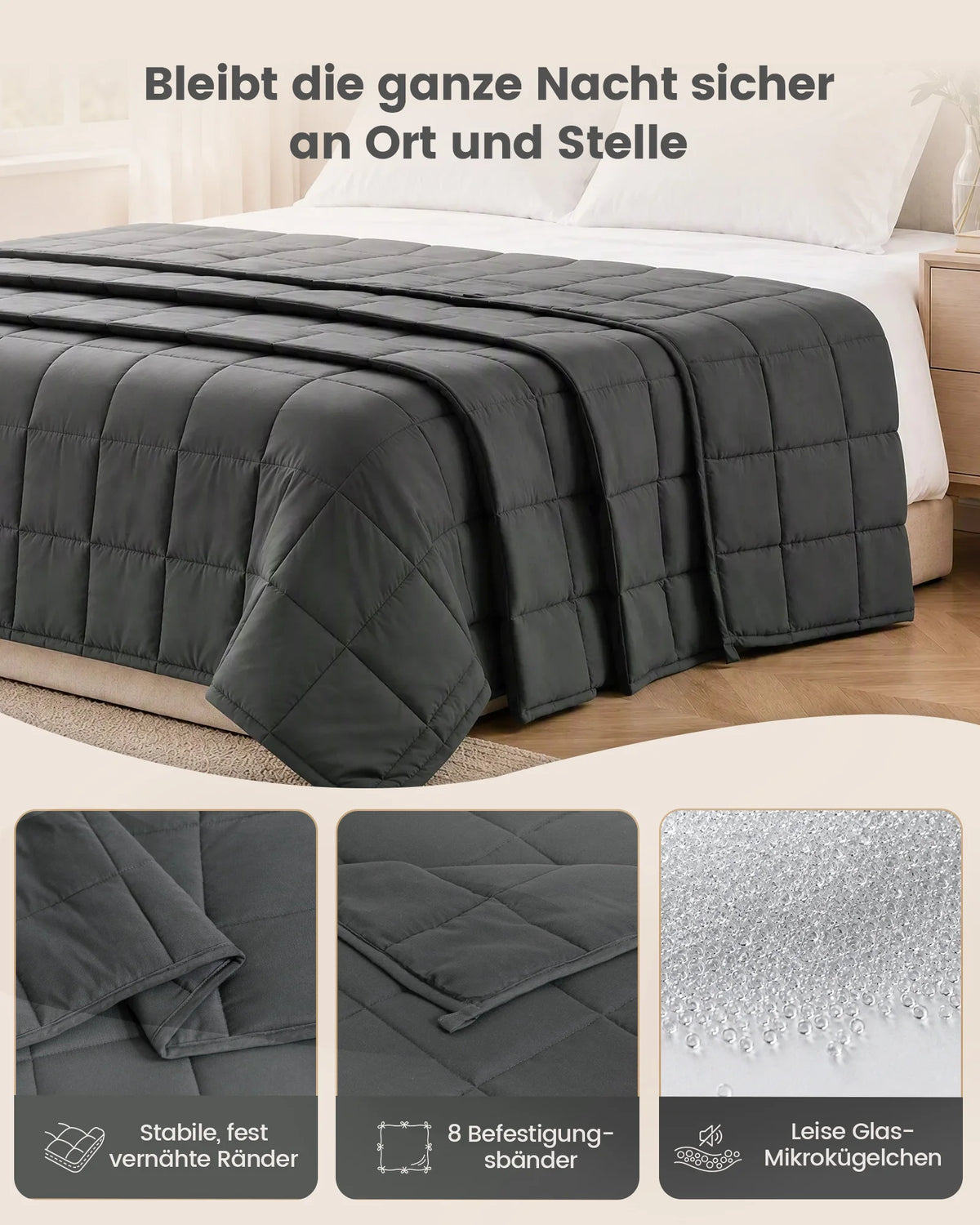 Weighted Therapy Blanket 4-8kg for Adults, Deep Sleep and Relaxation, Microglass Filling, Soft Polyester | Sansoti