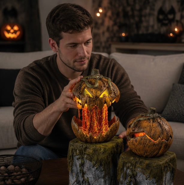 Geluidgeactiveerde Pompoen Decoratie met Verlichtingseffecten Halloween Thema Spraakreactie Feestdecoratie | Sansoti