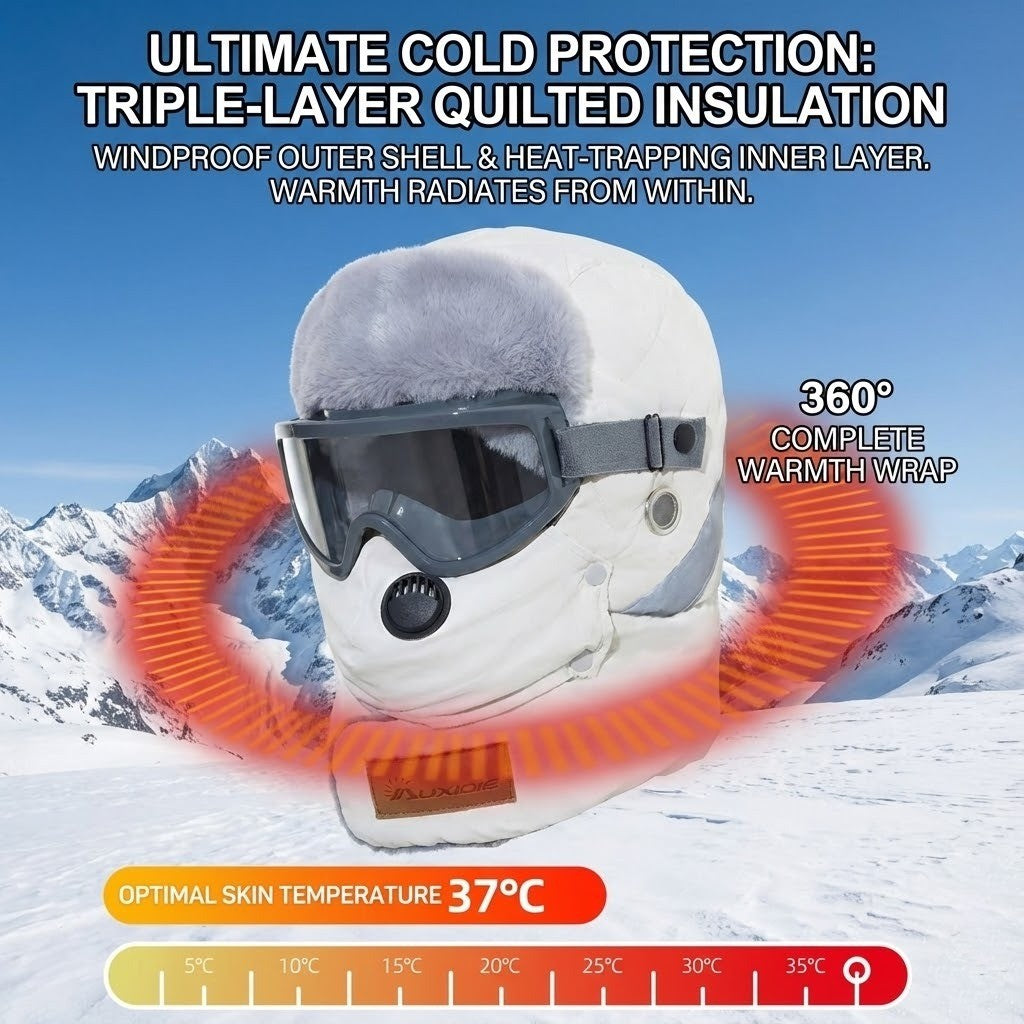 Thermische Wintermütze mit Windschutz und abnehmbarem Gesichtsmaske, unisex, zum Wandern und Skifahren im Winter | Sansoti