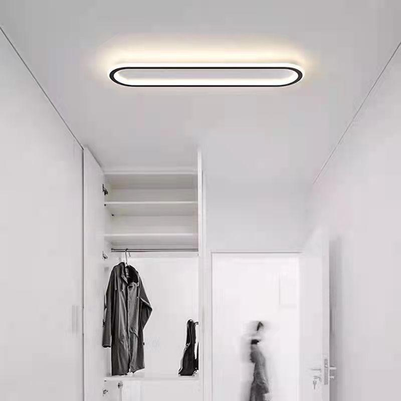LED Deckenleuchte Langoval Schwarz Weiß Flur Wohnzimmer Schlafzimmer Modern Minimalistische Deckenbeleuchtung | Restfield