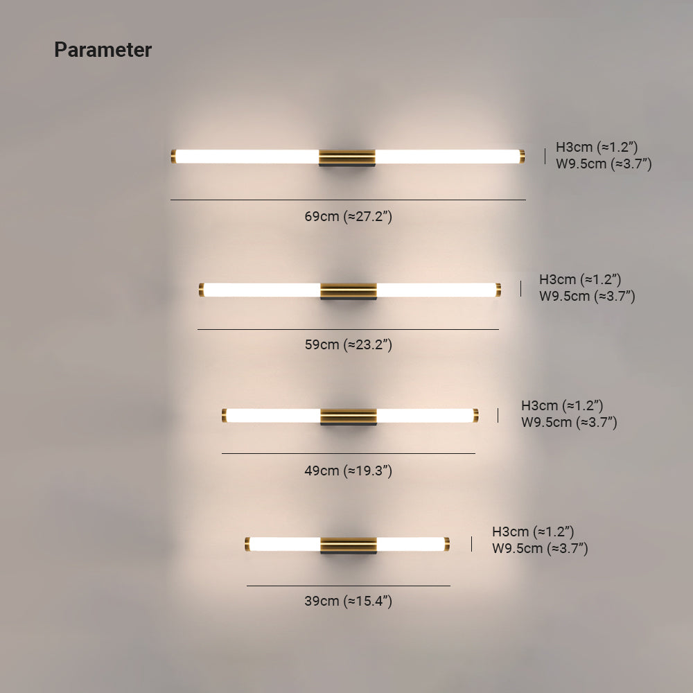 Modern Wall Light with Mirror Surface Copper-Colored White LED IP44 Waterproof Bedroom Bathroom Linear Design | Sansoti