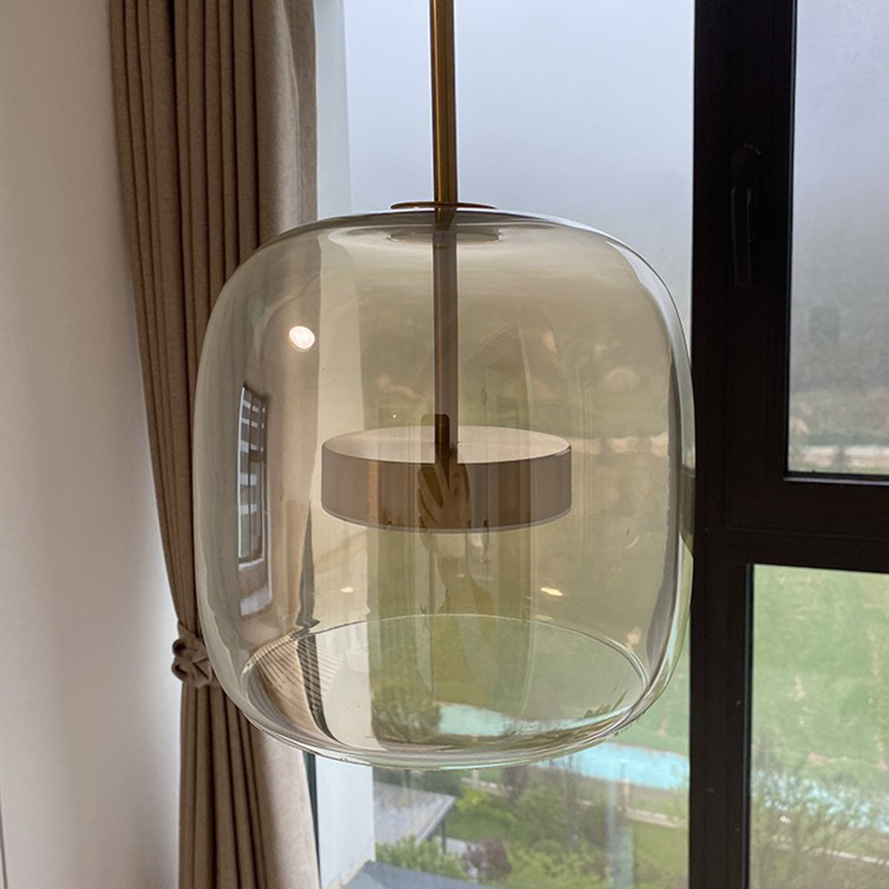 Retro Hanglamp Glas en Metaal Goudkleur LED Verlichting Slaapkamer Woonkamer Eetkamer Vintage Stijl Design | Sansoti