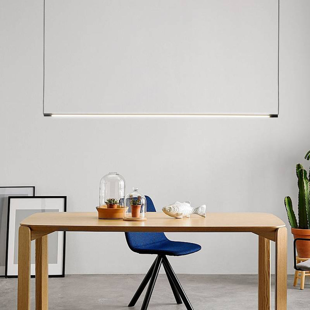 Linear Pendant Light Black Metal LED Dimmable Acrylic Dining Table Living Room Bedroom Ceiling Light | Sansoti