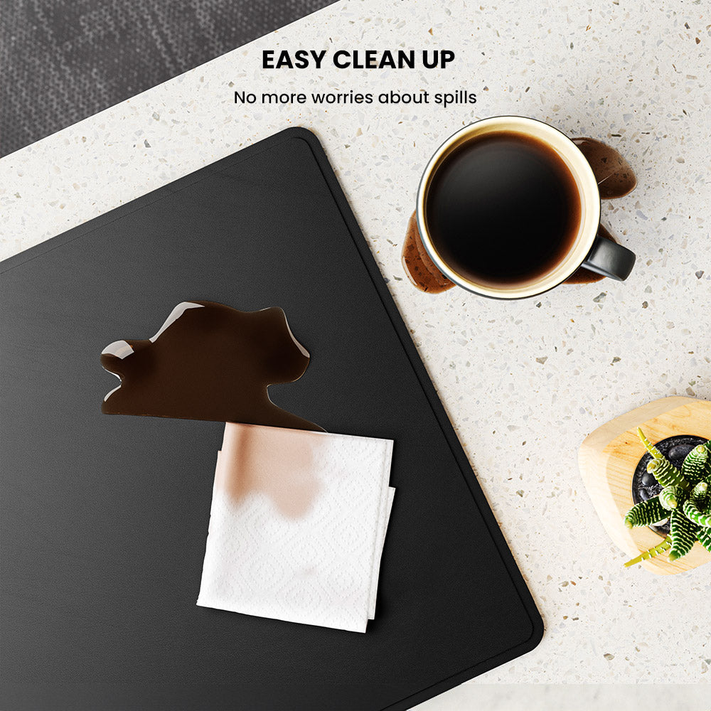 Wireless Rechargeable Desk Mat, Double-Sided Vegan Leather and Felt, Qi Smartphone and Earbuds Desk Organizer, Workspace | Sansoti