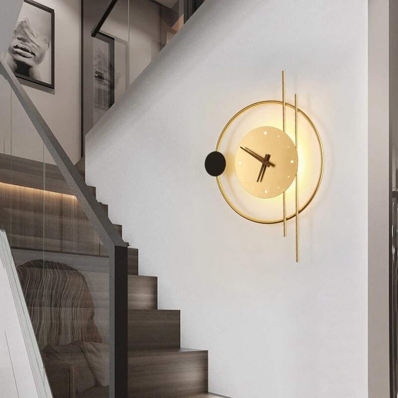 Horloge Murale Lumineuse Grande 57x41,5cm Or Noir Design Moderne | Restfield