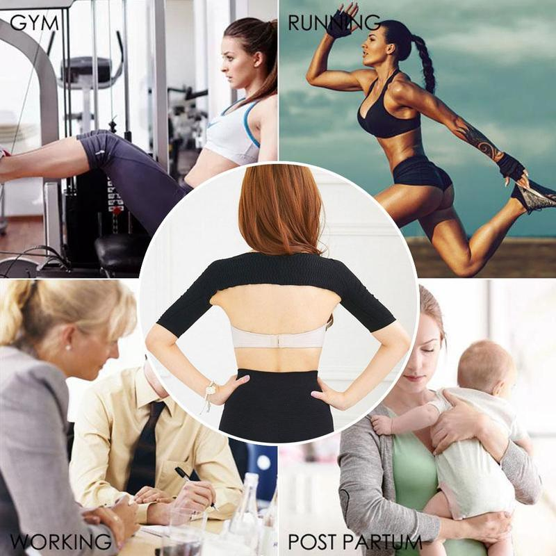 Manchons pour bras avec correction de la posture, noirs et beiges, shapewear compressif, soutien sportif pour femmes | Sansoti