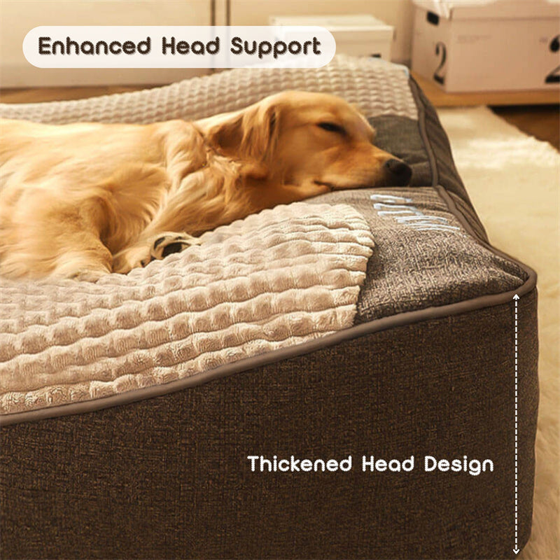Hundebett Plüsch Rutschfest Waschbar Braun 80x64cm Orthopädisches Hundebett Groß