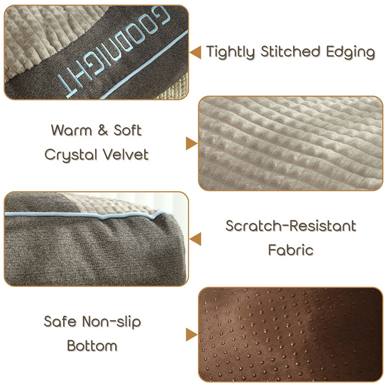 Hundebett Plüsch Rutschfest Waschbar Braun 80x64cm Orthopädisches Hundebett Groß