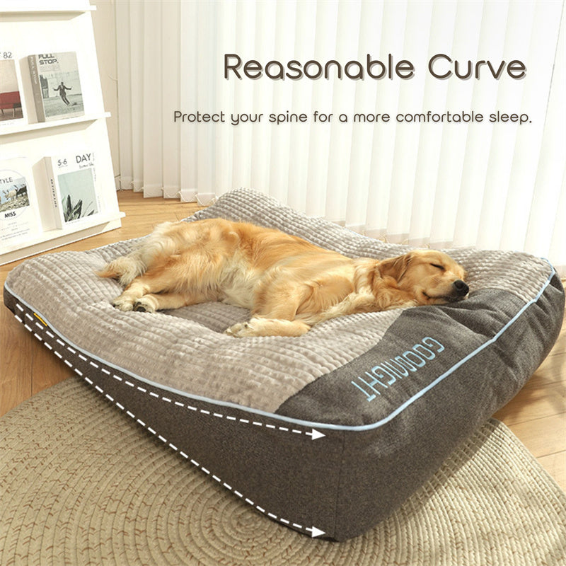 Hundebett Plüsch Rutschfest Waschbar Braun 80x64cm Orthopädisches Hundebett Groß