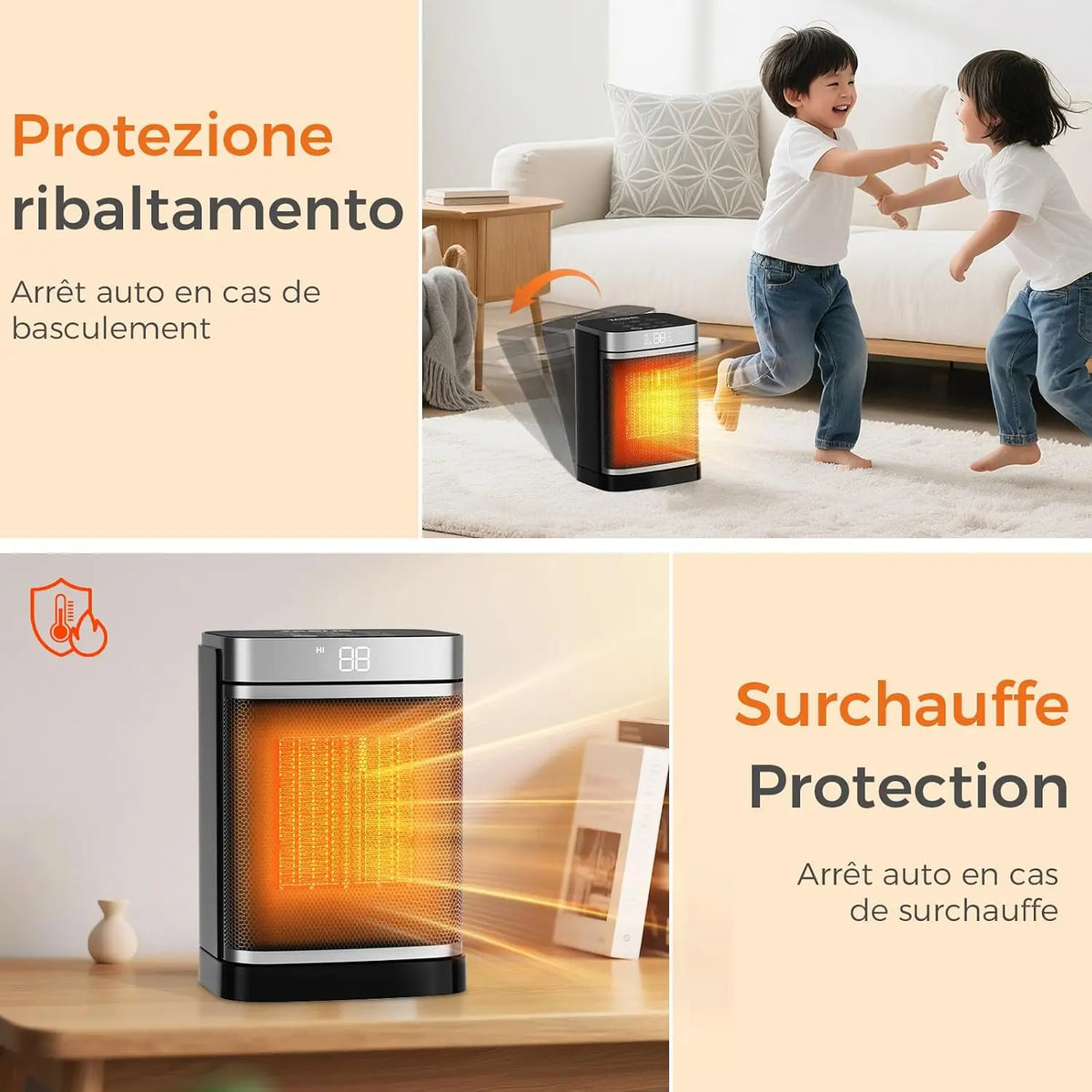 Ceramic Heater 1500W with Remote Control Timer Thermostat 70° Oscillation Energy-Efficient Space Heater | Sansoti