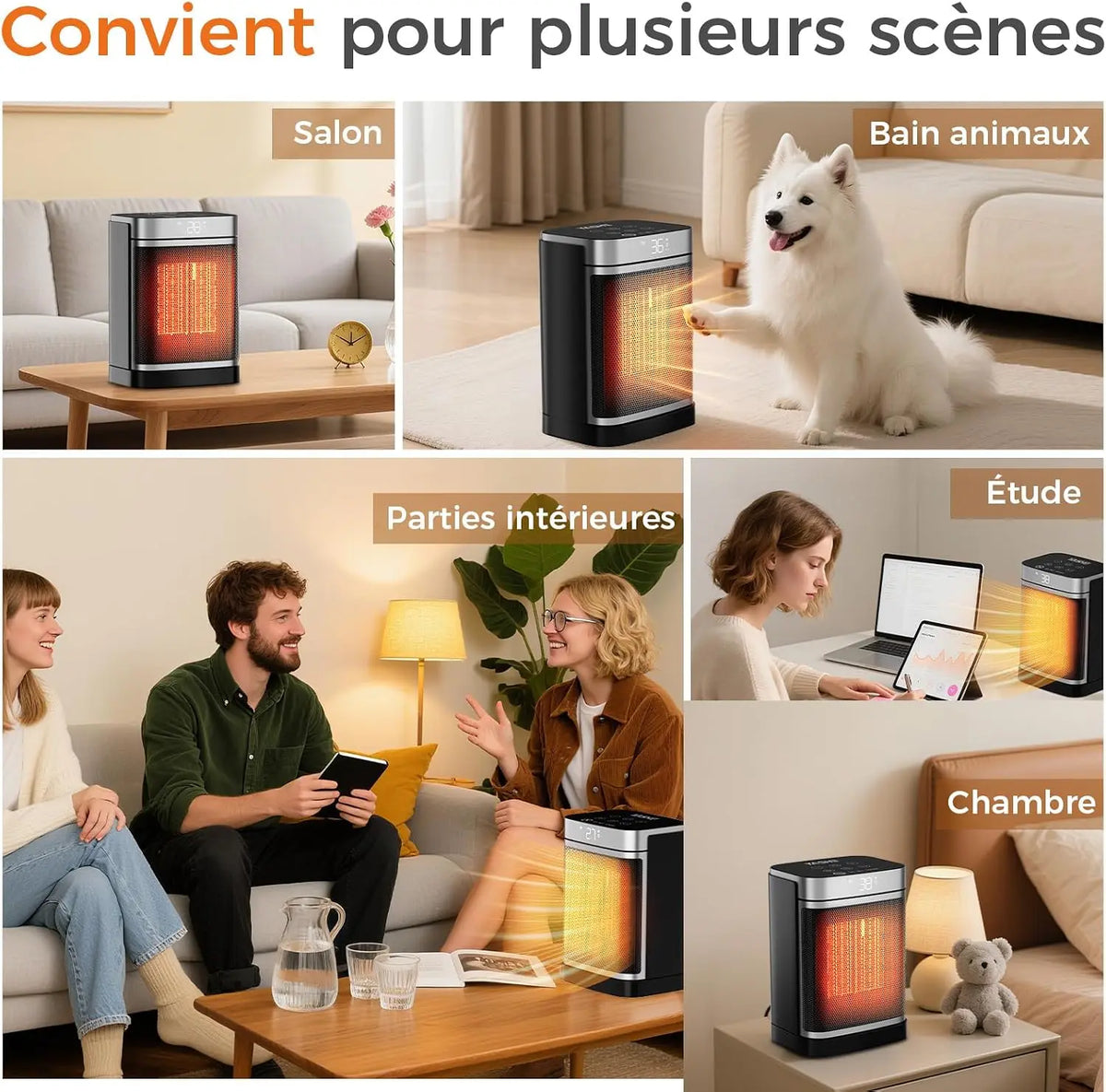 Ceramic Heater 1500W with Remote Control Timer Thermostat 70° Oscillation Energy-Efficient Space Heater | Sansoti