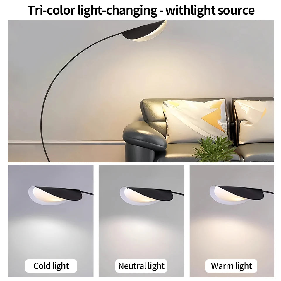 Bogenstehlampe Blattförmig Schwarz 3-Farben Dimmbar Acryl | Restfield