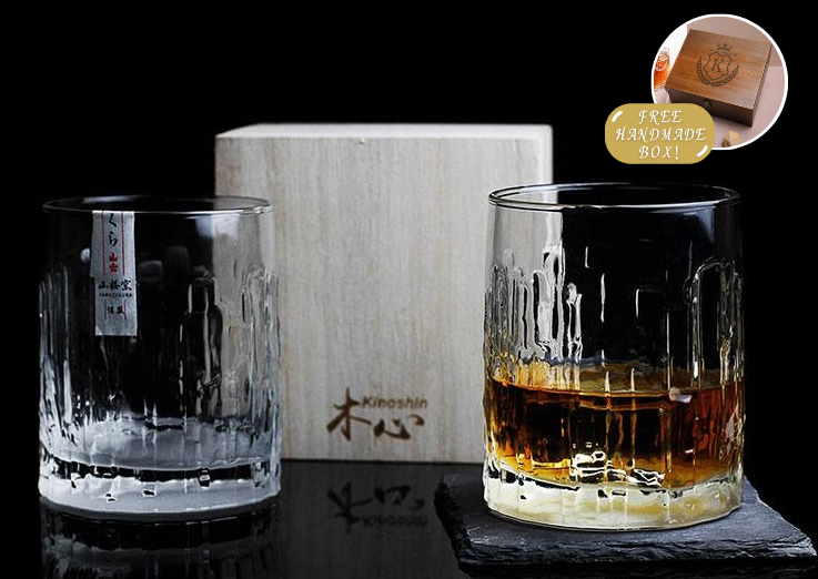 Japans Whiskeyglas Kristal met Houten Giftbox 200-300ml Handgeblazen Vakmanschap Premium Drinkglas voor Whisky Bourbon Spirits Collector Edition | Sansoti