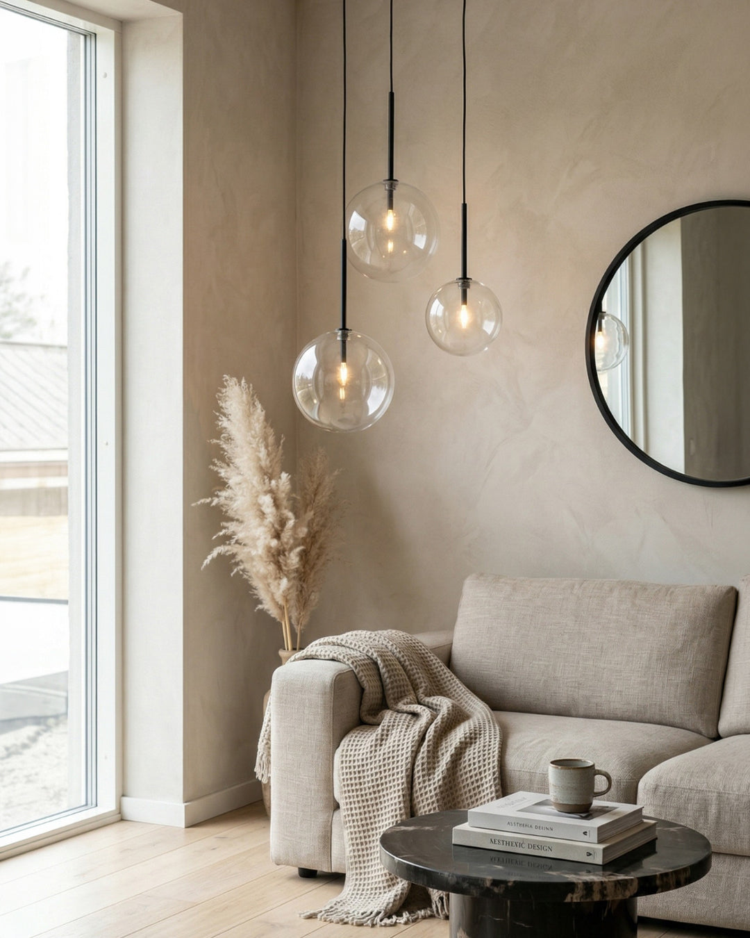 Glazen Hanglamp Bol Messing Chroom Zwart Modern Design Warm Wit 3000K 15cm 20cm 25cm Plafondverlichting Eetkamer | Sansoti