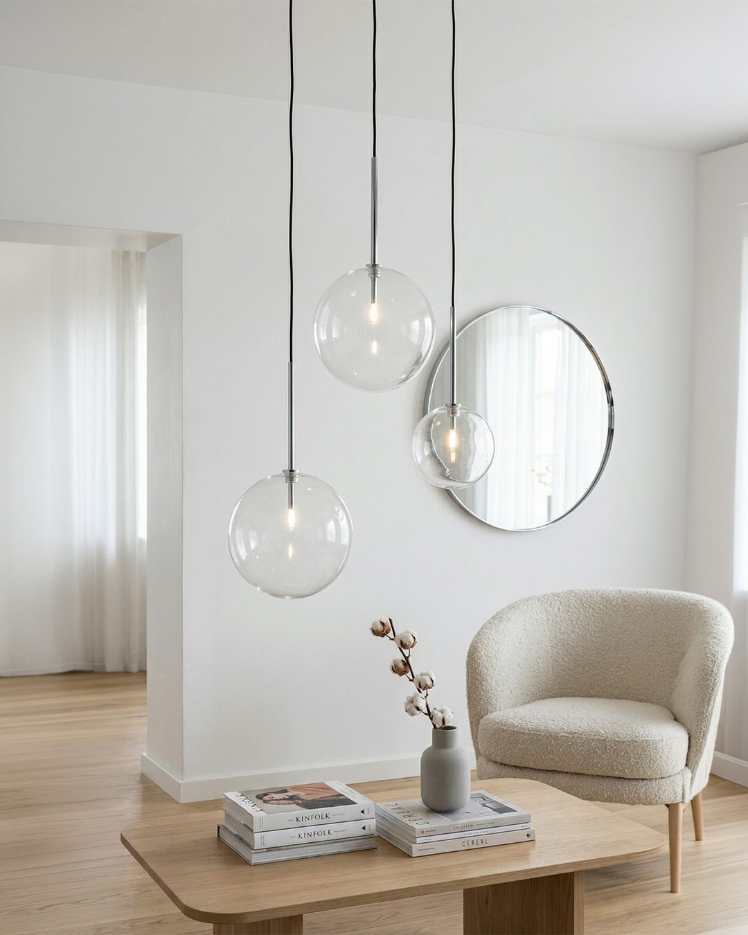 Glazen Hanglamp Bol Messing Chroom Zwart Modern Design Warm Wit 3000K 15cm 20cm 25cm Plafondverlichting Eetkamer | Sansoti