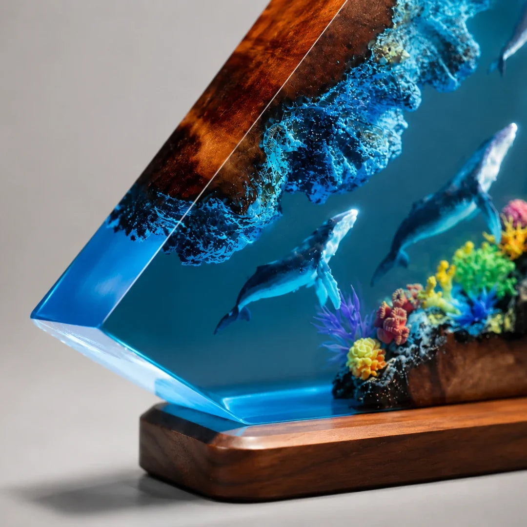 Oceaan Tafelverlichting met Koraalrif Design LED Sfeerverlichting Hars Decoratielamp USB Woonkamer Slaapkamer | Sansoti