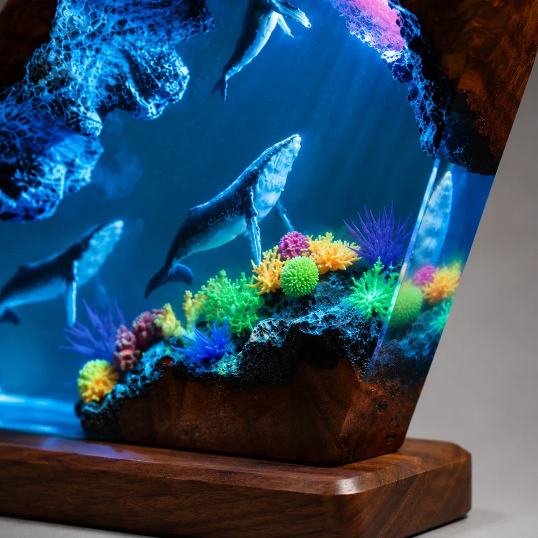 Oceaan Tafelverlichting met Koraalrif Design LED Sfeerverlichting Hars Decoratielamp USB Woonkamer Slaapkamer | Sansoti