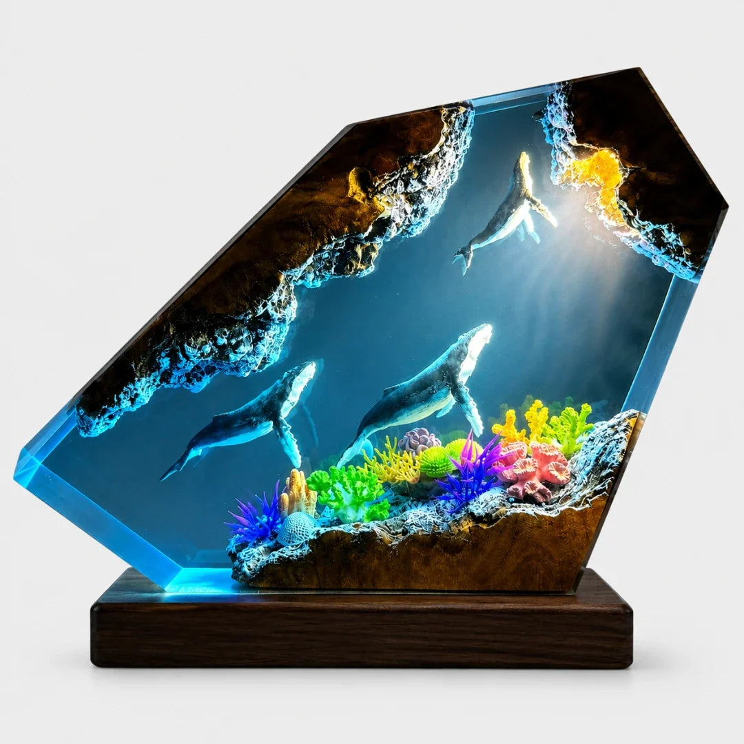 Oceaan Tafelverlichting met Koraalrif Design LED Sfeerverlichting Hars Decoratielamp USB Woonkamer Slaapkamer | Sansoti