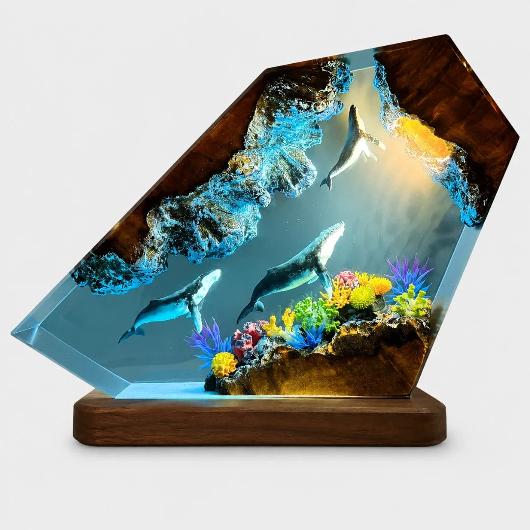 Oceaan Tafelverlichting met Koraalrif Design LED Sfeerverlichting Hars Decoratielamp USB Woonkamer Slaapkamer | Sansoti